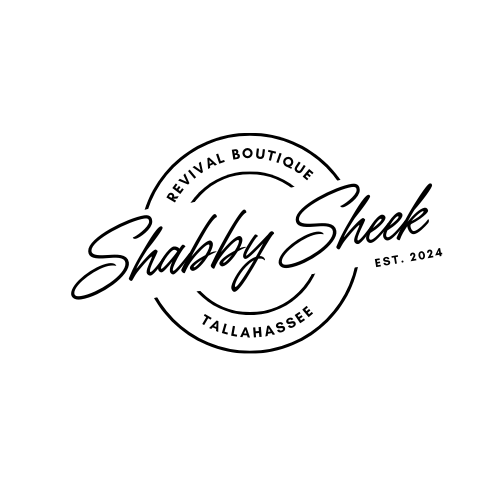 Shabby Sheek logo with cursive text, circular design, and "Revival Boutique Tallahassee" and "Est. 2024."